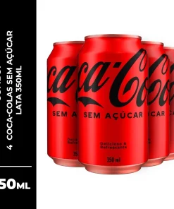 Kit 4x Coca-Cola sem Açúcar 350ml (GELADO)