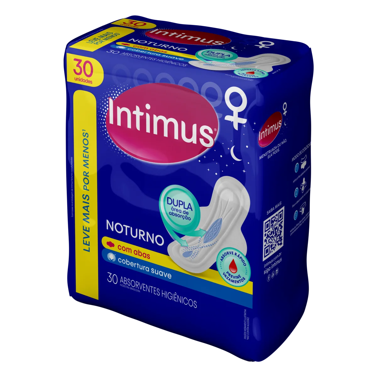 Absorvente com Abas Suave Intimus Noturno Pacote 30 Unidades Leve Mais Pague Menos