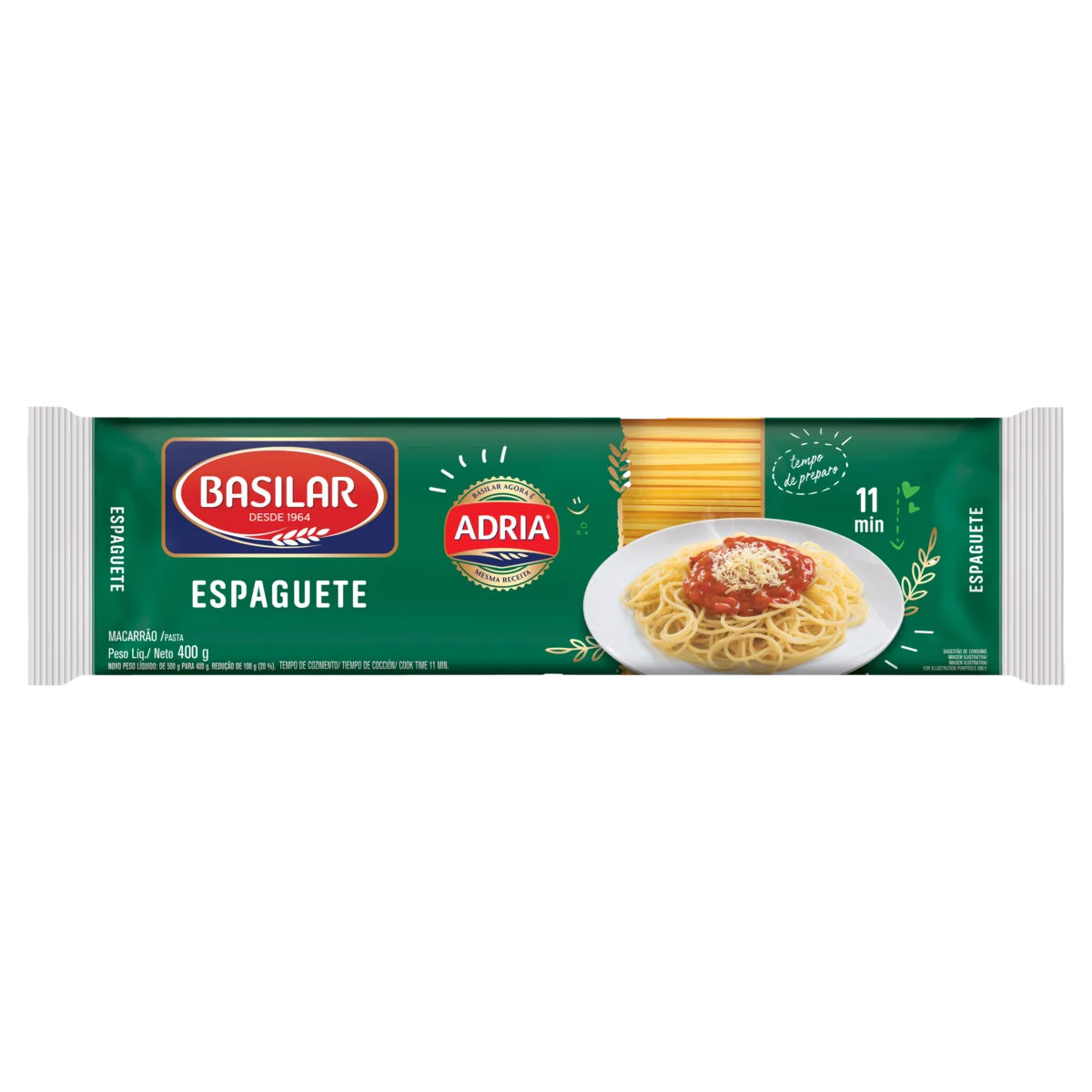 Macarrão Semolado Espaguete Basilar Pacote 400g