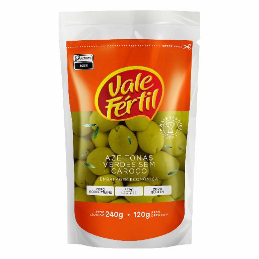 Azeitona Verde Vale Fértil 120g - Inteira - Sem Caroço - Sachê VALE FERTIL